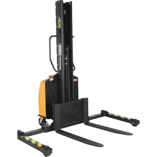 Narrow Mast Powered Lift Stacker, Electric Operated, 1500 lbs. Capacity, 63" Max Lift Nia-Chem Ltd.
