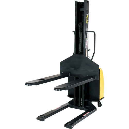 Narrow Mast Powered Lift Stacker, Electric Operated, 1500 lbs. Capacity, 63" Max Lift Nia-Chem Ltd.