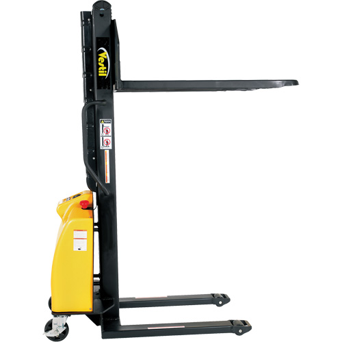 Narrow Mast Powered Lift Stacker, Electric Operated, 1500 lbs. Capacity, 63" Max Lift Nia-Chem Ltd.