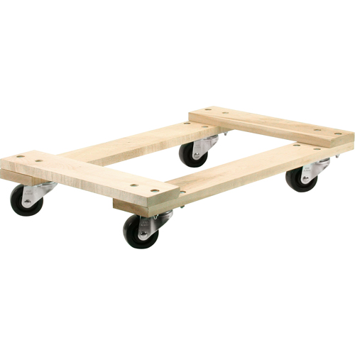 Wood Dollies - Medium-Duty, Polyolefin Wheels, 900 lbs. Capacity, 18" W x 24" D x 7" H Nia-Chem Ltd.