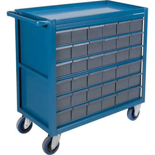 Chariot &agrave; tablette avec tiroir, 1200 lb Capacit&eacute;, Acier, 18" x la, 35" x ha, 36" p, Roues en Caoutchouc, Enti&egrave;rement soud&eacute;, 36 tirroirs Nia-Chem Ltd.