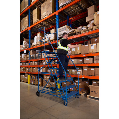 CSA-Certified Rolling Step Ladder with Locking Step, 8 Steps, 30" Step Width, 72" Platform Height, Steel Nia-Chem Ltd.