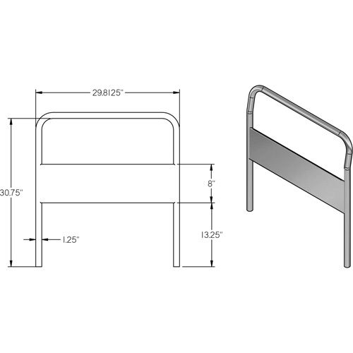 Poign&eacute;e chrom&eacute;e de 30" pour chariot &agrave; plateforme Nia-Chem Ltd.