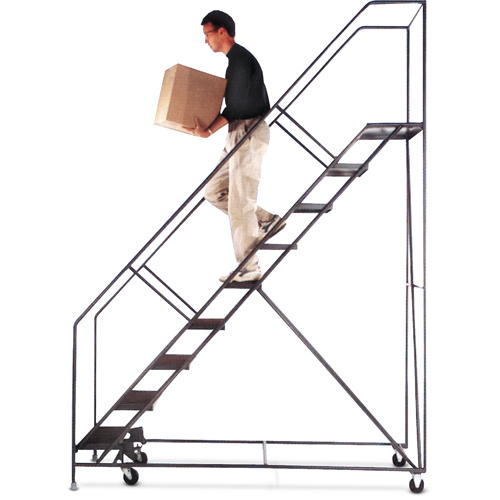 Slope Rolling Ladder, 6 Steps, Anti-Skid, 50° Incline, 60" High Nia-Chem Ltd.