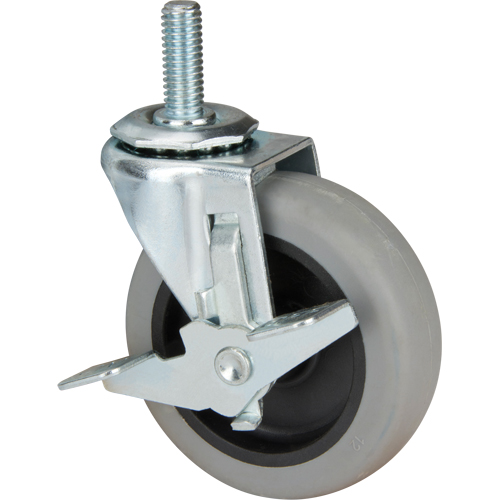 Stem Caster, Swivel with Brake, 3" (76 mm) Dia., 80 lbs. (36 kg.) Capacity Nia-Chem Ltd.