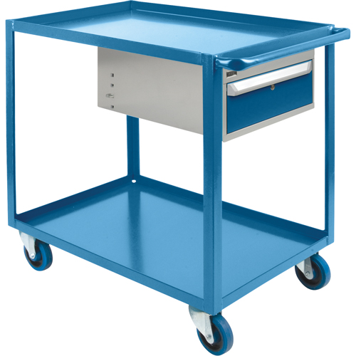 Heavy Duty Shelf Cart with Drawer, 1200 lbs. Capacity, Steel, 24" x W, 36" x H, 39" D, Rubber Wheels, All-Welded, 1 Drawers Nia-Chem Ltd.