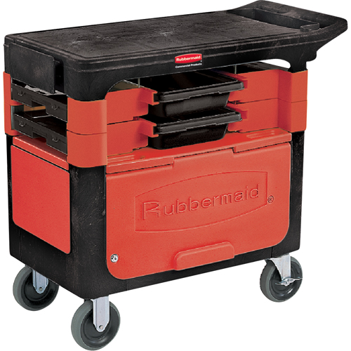 Trades Carts With Lockable Cabinet, 2 Drawers, 38" L x 19-1/4" W x 33-3/8" H, Black Nia-Chem Ltd.
