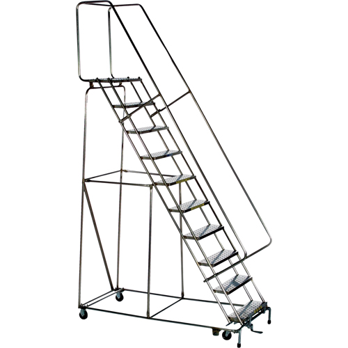 &eacute;chelles roulantes &agrave; marche verrouillable, 8 marches, Largeur de la marche 24", Hauteur de la plateforme 80", Acier inoxydable Nia-Chem Ltd.