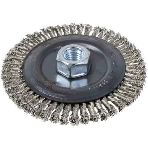 Stringer Bead Brush, 5" Dia., 0.022" Fill, 5/8"-11 Arbor, Stainless Steel Nia-Chem Ltd.