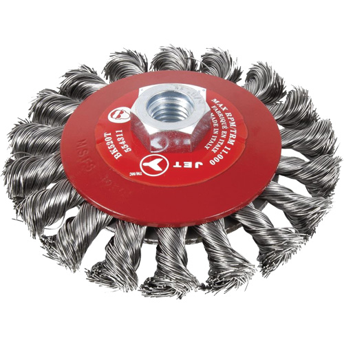 Knot Twisted Conical Bevel Brush, 6" Dia., 0.02" Fill, 5/8"-11 Arbor, Steel Nia-Chem Ltd.