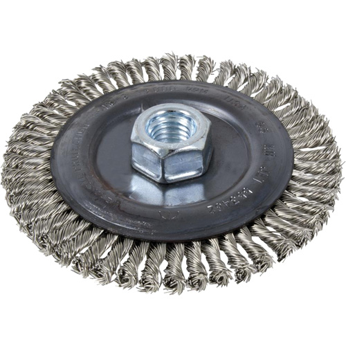 Brosse pour cordon de soudure, Dia. 4", Fils 0,022", Arbre 5/8"-11, Acier inoxydable Nia-Chem Ltd.