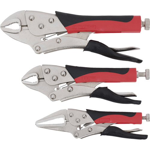 Cushion Grip Locking Plier Set, 6"/10"/7" Length, Curved Jaw/Long Nose Nia-Chem Ltd.