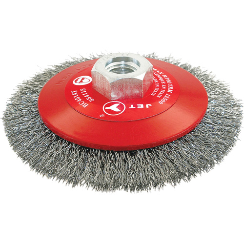 High-Performance Bevel Crimped Conical Brush, 4-1/2" Dia., 0.014" Fill, 5/8"-11 Arbor, Steel Nia-Chem Ltd.