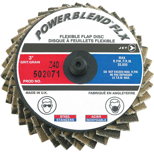 Disque &agrave; lamelles &agrave; rouler Powerblend FLX, 3" x Type R, Grain Z40, Alumine de zirconium Nia-Chem Ltd.