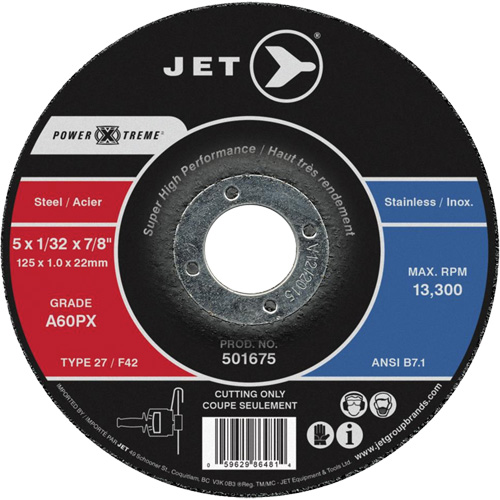 A46PX Power-Xtreme Cut-Off Wheel, 5" x 0.062", 7/8" Arbor, Type 27, 13300 RPM Nia-Chem Ltd.