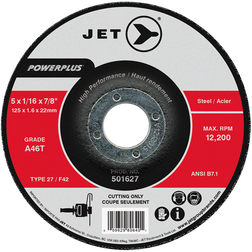 Meule &agrave; tronçonner PowerPLus A46T, 5" x 1/16", Arbre de 7/8", Type 27, 12 200 Tr/min Nia-Chem Ltd.