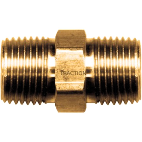 Hex Nipple, Brass, 3/8" x 1/4", NPT x NPT Nia-Chem Ltd.