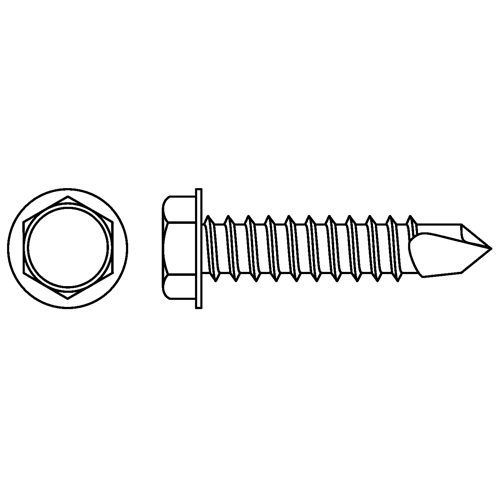 Self Drill Hex Washer Head Screws, #10 x 1-1/2" L, Zinc Plated Nia-Chem Ltd.