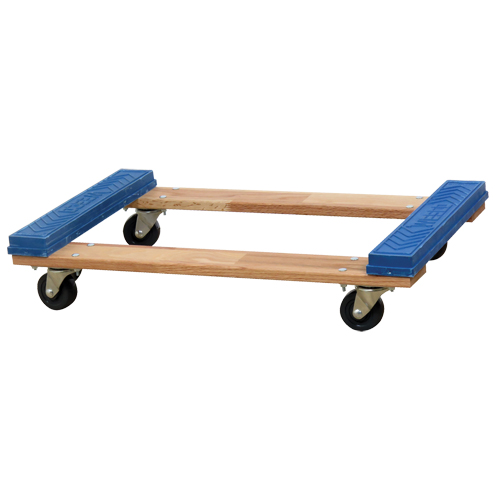 Open Deck Rubber Ends Dolly, Wood Frame, 18" W x 30" D x 6" H, 900 lbs. Capacity Nia-Chem Ltd.