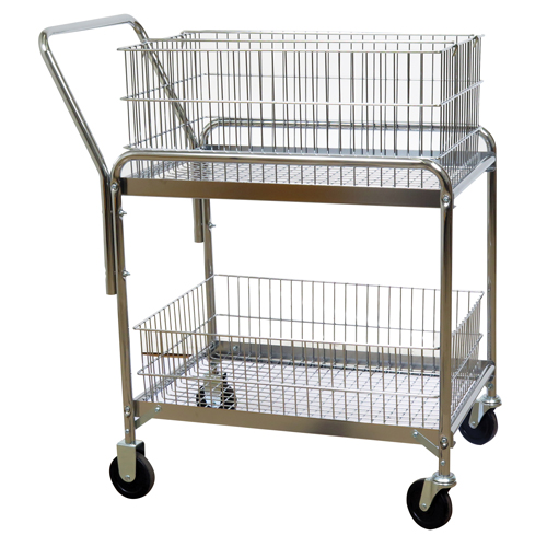Wire Mesh Office Mail Cart, 200 lbs. Capacity, Chrome, 20" D x 33" L x 37-1/2" H, Chrome Plated Nia-Chem Ltd.