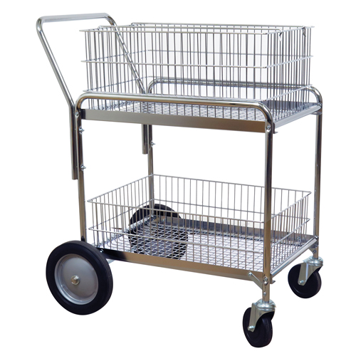 Wire Mesh Office Mail Cart, 200 lbs. Capacity, Chrome, 23-3/4" D x 33-1/2" L x 38-1/4" H, Chrome Plated Nia-Chem Ltd.