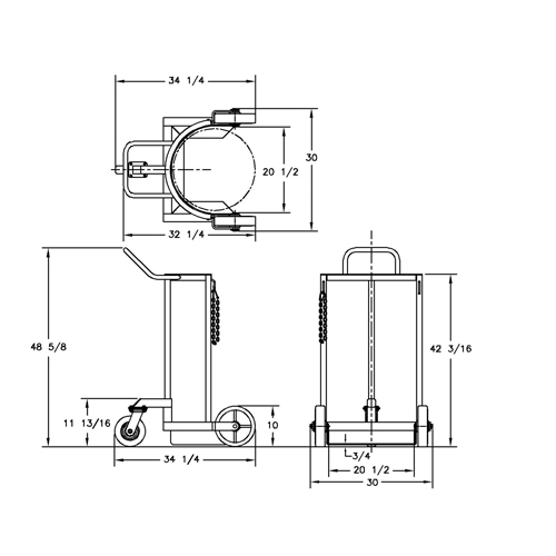 Grand chariot LCC pour bouteille de gaz liquide, Roues Polyur&eacute;thane, Base de 20" la x 20" p, 1000 lb Nia-Chem Ltd.