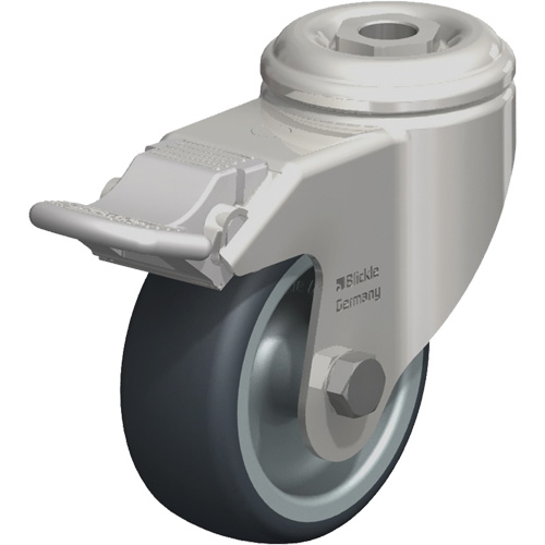 Roulette en &eacute;lastom&egrave;re thermoplastique acier inoxydable, Pivotant avec frein, Diam&egrave;tre 3-1/8" (79,5 mm), Capacit&eacute; 220 lb (100 kg) Nia-Chem Ltd.