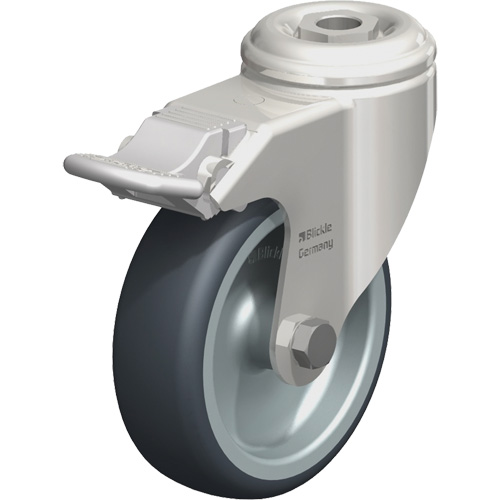 Roulette en &eacute;lastom&egrave;re thermoplastique acier inoxydable, Pivotant avec frein, Diam&egrave;tre 4" (102 mm), Capacit&eacute; 240 lb (108 kg) Nia-Chem Ltd.