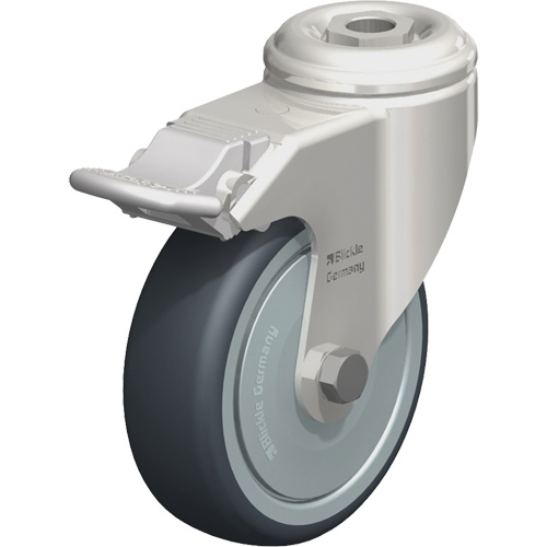 Stainless Steel Thermoplastic Elastomer Caster, Swivel with Brake, 4" (102 mm) Dia., 240 lbs. (108 kg.) Capacity Nia-Chem Ltd.