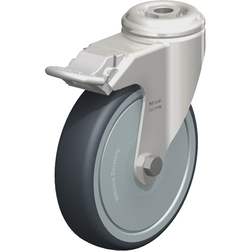 Roulette en &eacute;lastom&egrave;re thermoplastique acier inoxydable, Pivotant avec frein, Diam&egrave;tre 5" (127 mm), Capacit&eacute; 265 lb (120 kg) Nia-Chem Ltd.