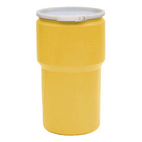 Baril emboîtable en poly&eacute;thyl&egrave;ne, 14 gal. US (11,7 gal. imp.), Dessus ouvert, Jaune Nia-Chem Ltd.