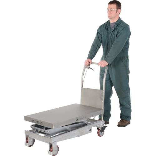 Table &eacute;l&eacute;vatrice hydraulique manuelle &agrave; ciseaux, 35-1/2" lo x 20" la, Partiellement en acier inoxydable, Capacit&eacute; 800 lb Nia-Chem Ltd.