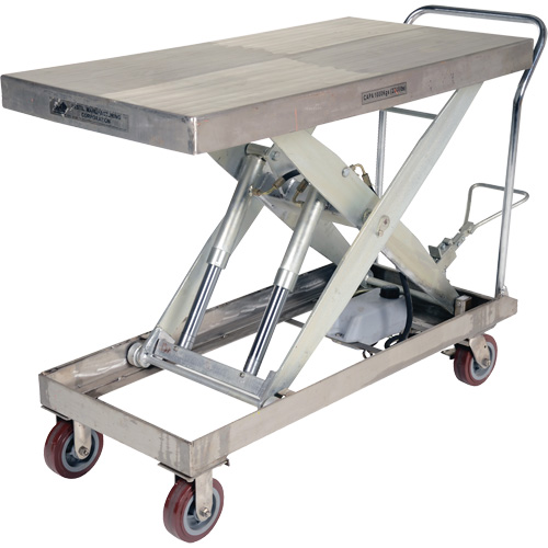 Manual Hydraulic Scissor Lift Table, 47" L x 24" W, Partial Stainless Steel, 2000 lbs. Capacity Nia-Chem Ltd.