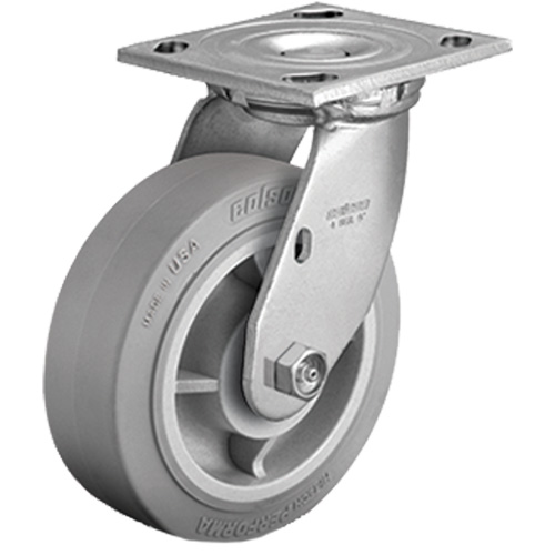 Plate Caster, Swivel, 4" (101.6 mm), Rubber, 225 lbs. (102 kg.) Nia-Chem Ltd.