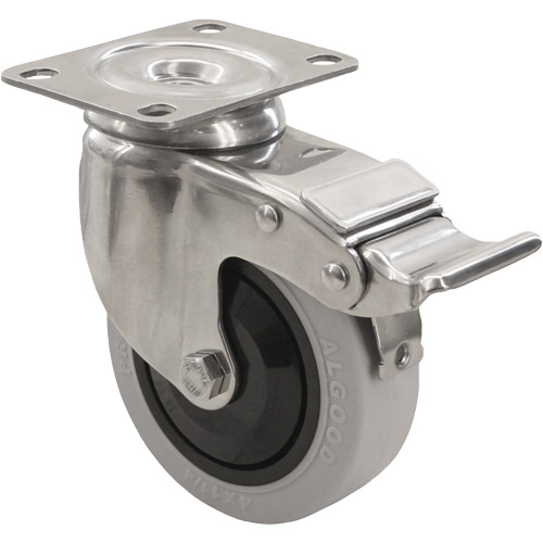 2309 Caster with Double Locking Brake, Swivel with Brake, 5" (127 mm), Envirothane Grey, 350 lbs. (158.8 kg.) Nia-Chem Ltd.