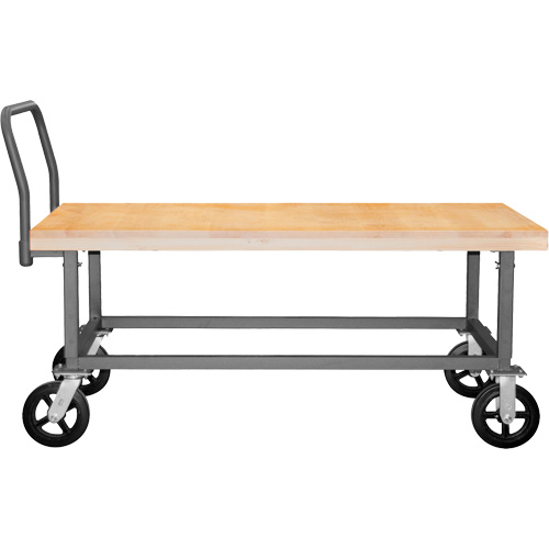 Adjustable Wood Deck Platform Truck, 48" L x 24" W, 1800 lbs. Capacity, Mold-on Rubber Casters Nia-Chem Ltd.
