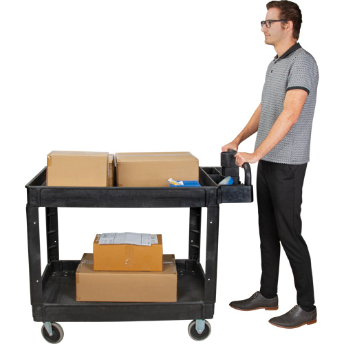 Utility Cart, 2 Tiers, 25-5/8" x 33-1/2" x 43-3/4", 550 lbs. Capacity Nia-Chem Ltd.