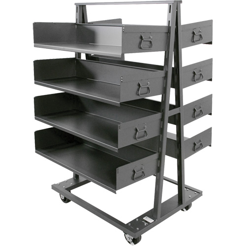 Double-Sided Heavy Duty A-Frame Cart with 8 Large Trays, 38" x 30" x 63", 2500 lbs. Capacity Nia-Chem Ltd.