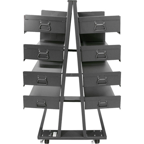 Double-Sided Heavy Duty A-Frame Cart with 8 Large Trays, 38" x 30" x 63", 2500 lbs. Capacity Nia-Chem Ltd.