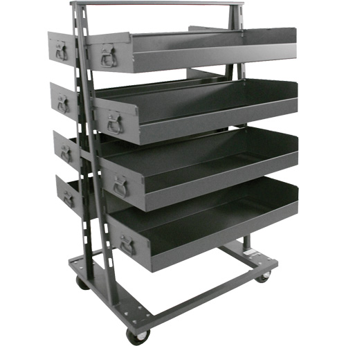 Double-Sided Heavy Duty A-Frame Cart with 8 Large Lipped Trays, 38" x 30" x 63", 2500 lbs. Capacity Nia-Chem Ltd.