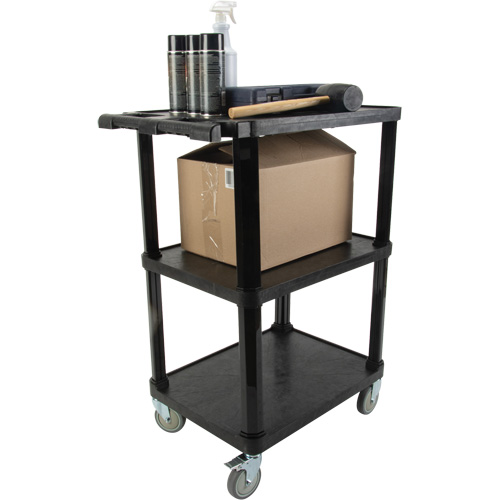 Utility Cart with Flat Shelf, 3 Tiers, 18-1/8" x 37-3/8" x 27-3/4", 330 lbs. Capacity Nia-Chem Ltd.