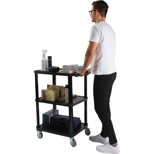 Utility Cart with Flat Shelf, 3 Tiers, 18-1/8" x 37-3/8" x 27-3/4", 330 lbs. Capacity Nia-Chem Ltd.