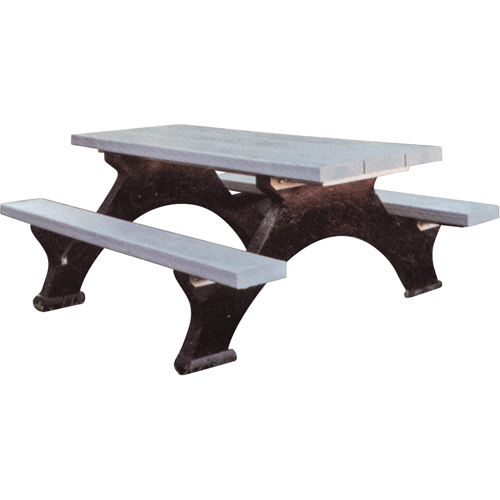 Recycled Plastic Picnic Tables, 8' L x 62-1/4" W, Grey Nia-Chem Ltd.
