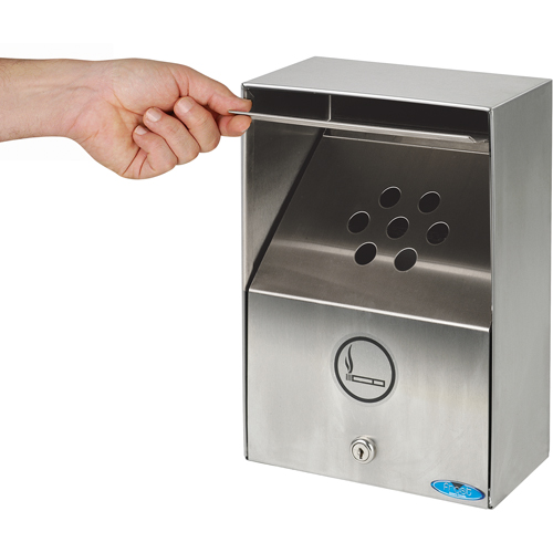 Smoking Receptacles, Wall-Mount, Stainless Steel, 3.3 Litres Capacity, 13-1/2" Height Nia-Chem Ltd.