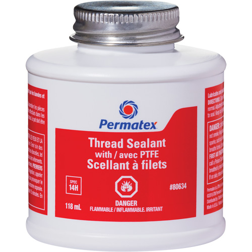 Thread Sealant with PTFE, Brush Top Bottle, 118 ml, -54°C - 150°C/-65°F - 300°F Nia-Chem Ltd.