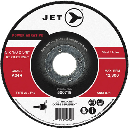 Power Abrasive Cut-Off Wheel, 4-1/2" x 1/8", 7/8" Arbor, Type 27, 13300 RPM Nia-Chem Ltd.