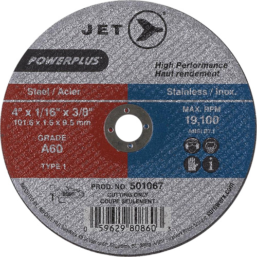 A60 POWERPLUS Cut-Off Wheel, 4" x 1/16", 3/8" Arbor, Type 1, 19100 RPM Nia-Chem Ltd.