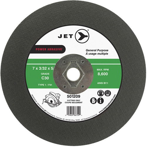 Meule &agrave; tronçonner Power Abrasive C30, 7" x 0,094", Arbre de 5/8", Type T1, 8600 Tr/min Nia-Chem Ltd.
