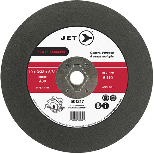 Disque abrasif de tronçonnage, 10" x 3/32", Arbre de 5/8", Type 1, 6110 Tr/min Nia-Chem Ltd.