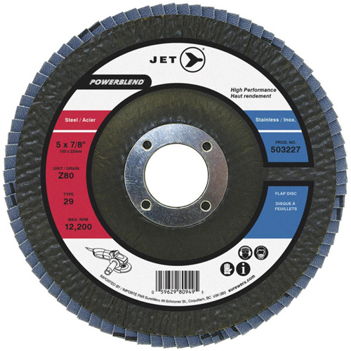 POWERBLEND Flap Disc, 4-1/2" x 7/8", Type 29, Z80 Grit, Zirconia Alumina Nia-Chem Ltd.